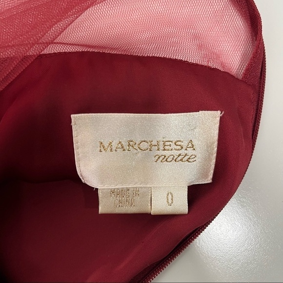 Marchesa notte dress vintage burgundy embellished cocktail evening size 0 - Picture 11 of 12